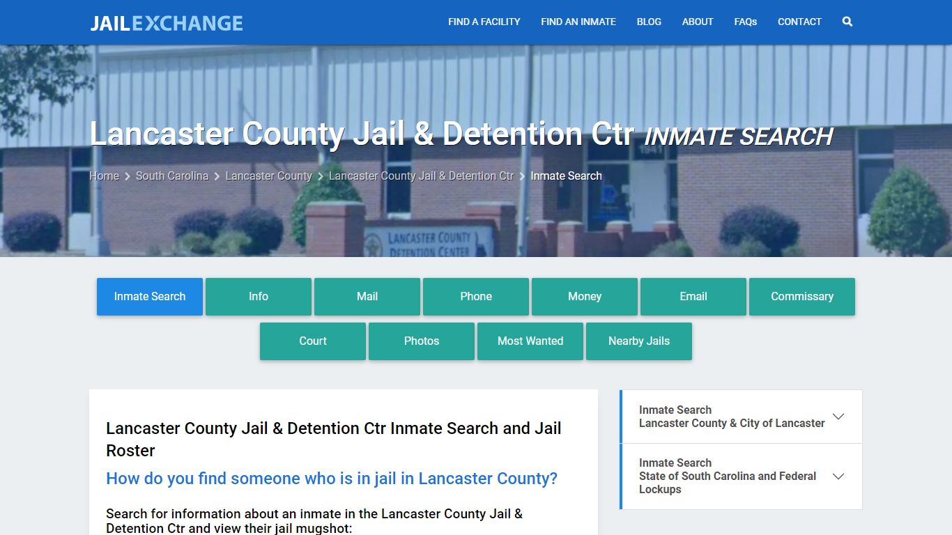 Lancaster County Jail & Detention Ctr Inmate Search